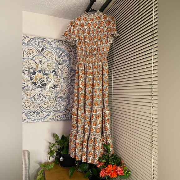 Max Studio Orange Floral Pattern Maxi Dress - Picture 4 of 4